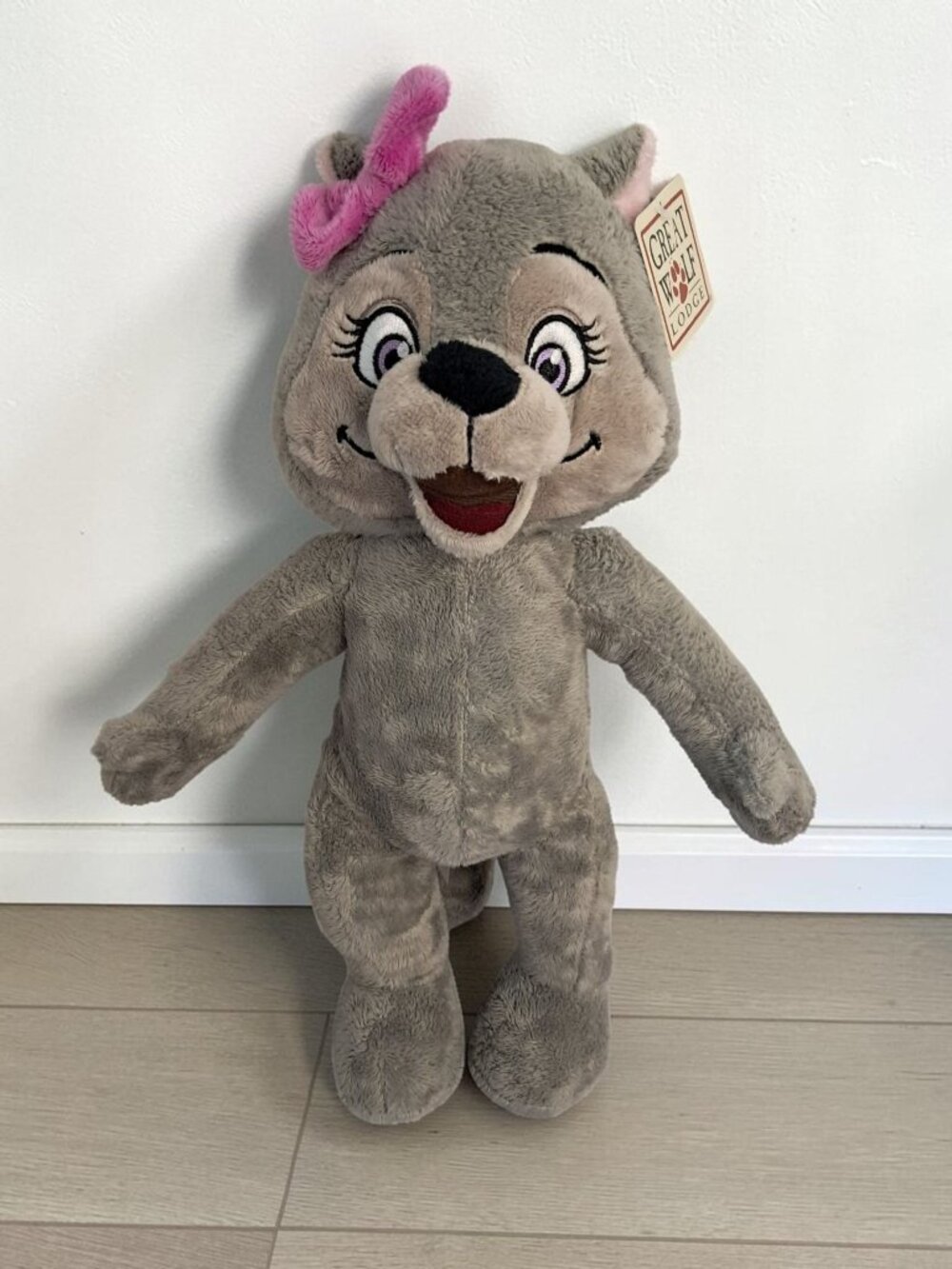 Great Wolf Lodge Violet Wolf Plush Stuffed Animal Toy Gray Pink Bow Fiesta NWT
